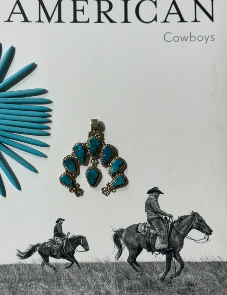 Squash Blossom Turquoise Pendant