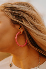 Stacked Pink Bead Hoop EarringsPinkOS