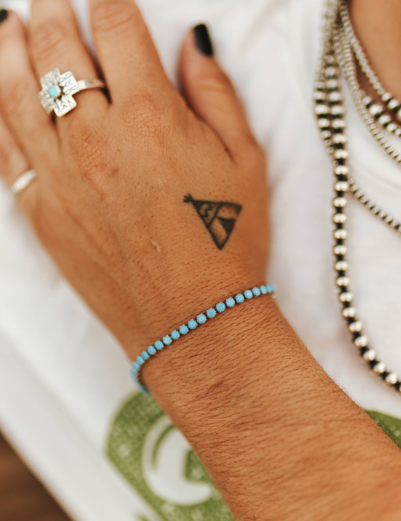 Stainless Steel Turquoise Tennis Bracelet