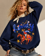 Starry Howdy Bucking Horse Graphic Sweatshirt