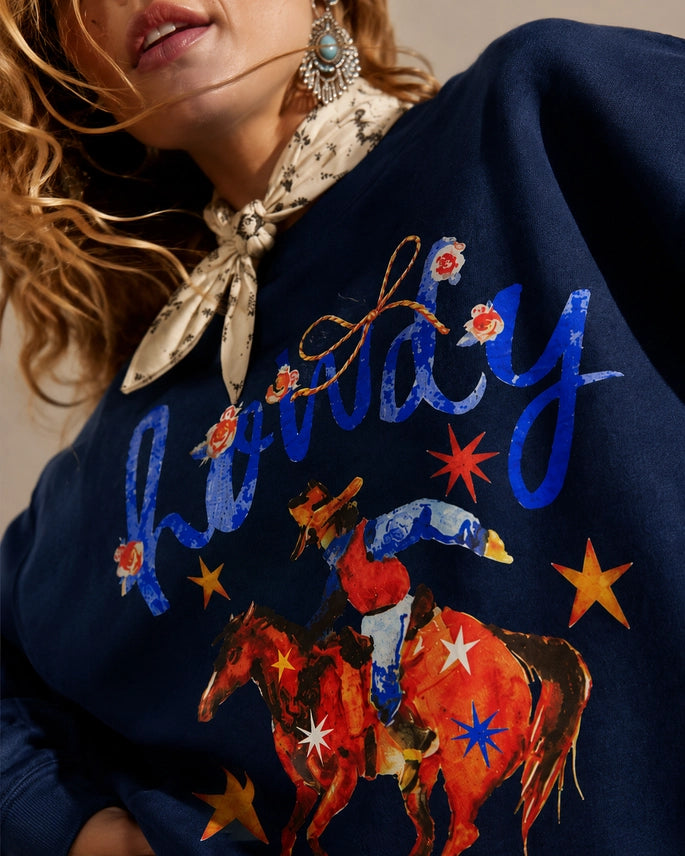 Starry Howdy Bucking Horse Graphic Sweatshirt