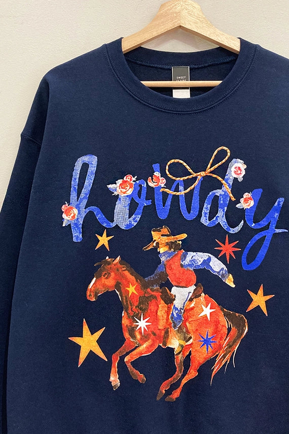 Starry Howdy Bucking Horse Graphic Sweatshirt