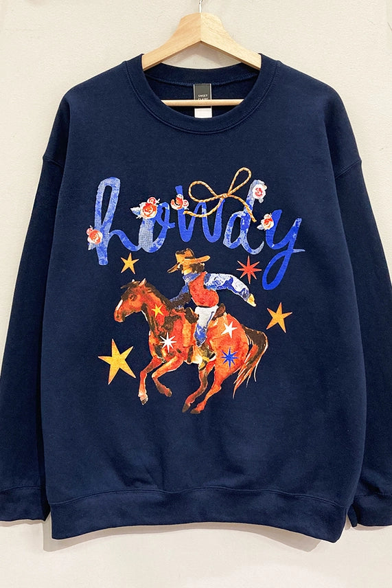 Starry Howdy Bucking Horse Graphic Sweatshirt