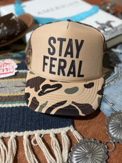 Stay Feral Camo Trucker HatBrown Camo & Tan