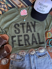 Stay Feral Graphic TeeMilitary GreenS