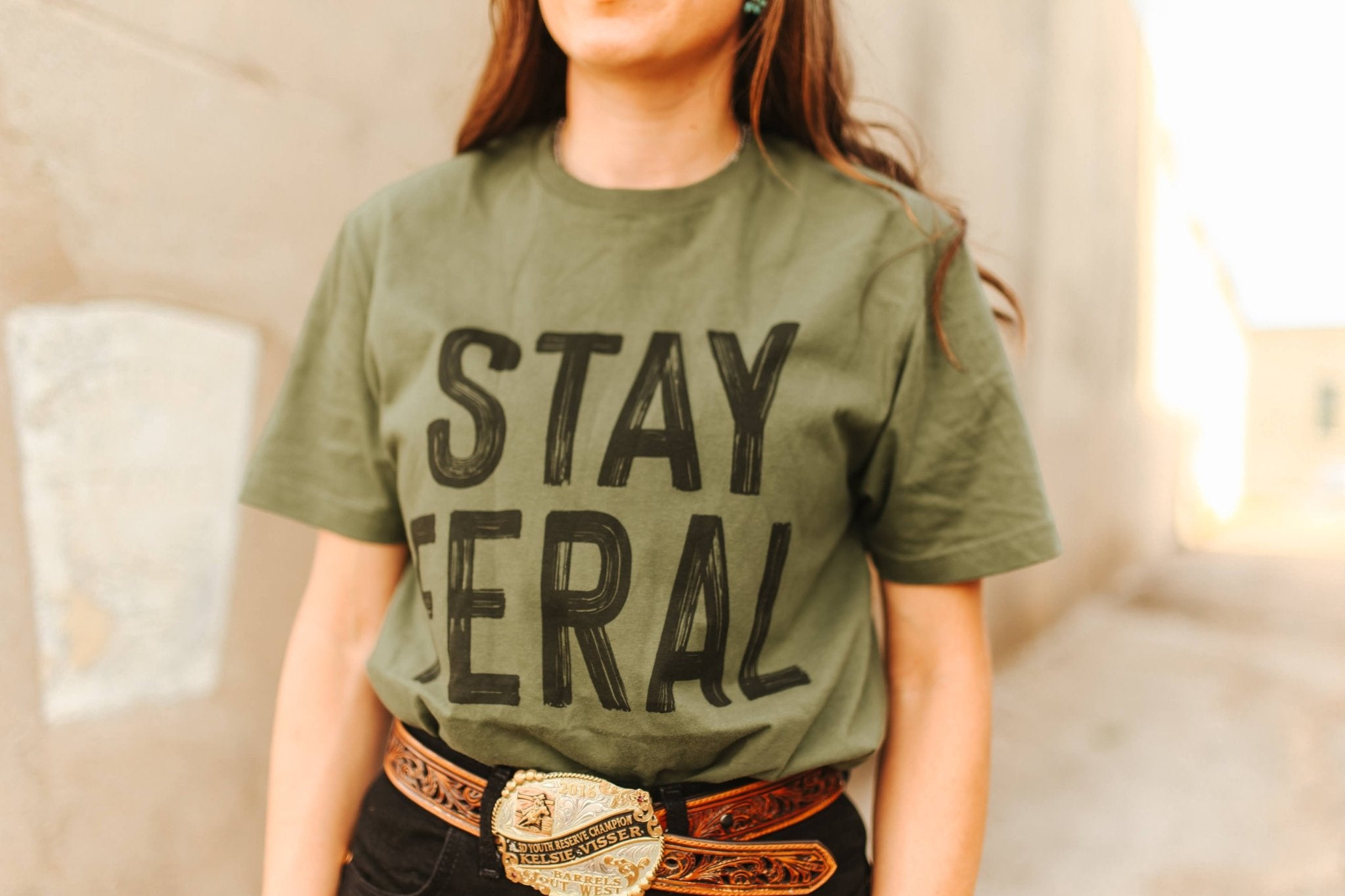 Stay Feral Graphic TeeMilitary GreenS