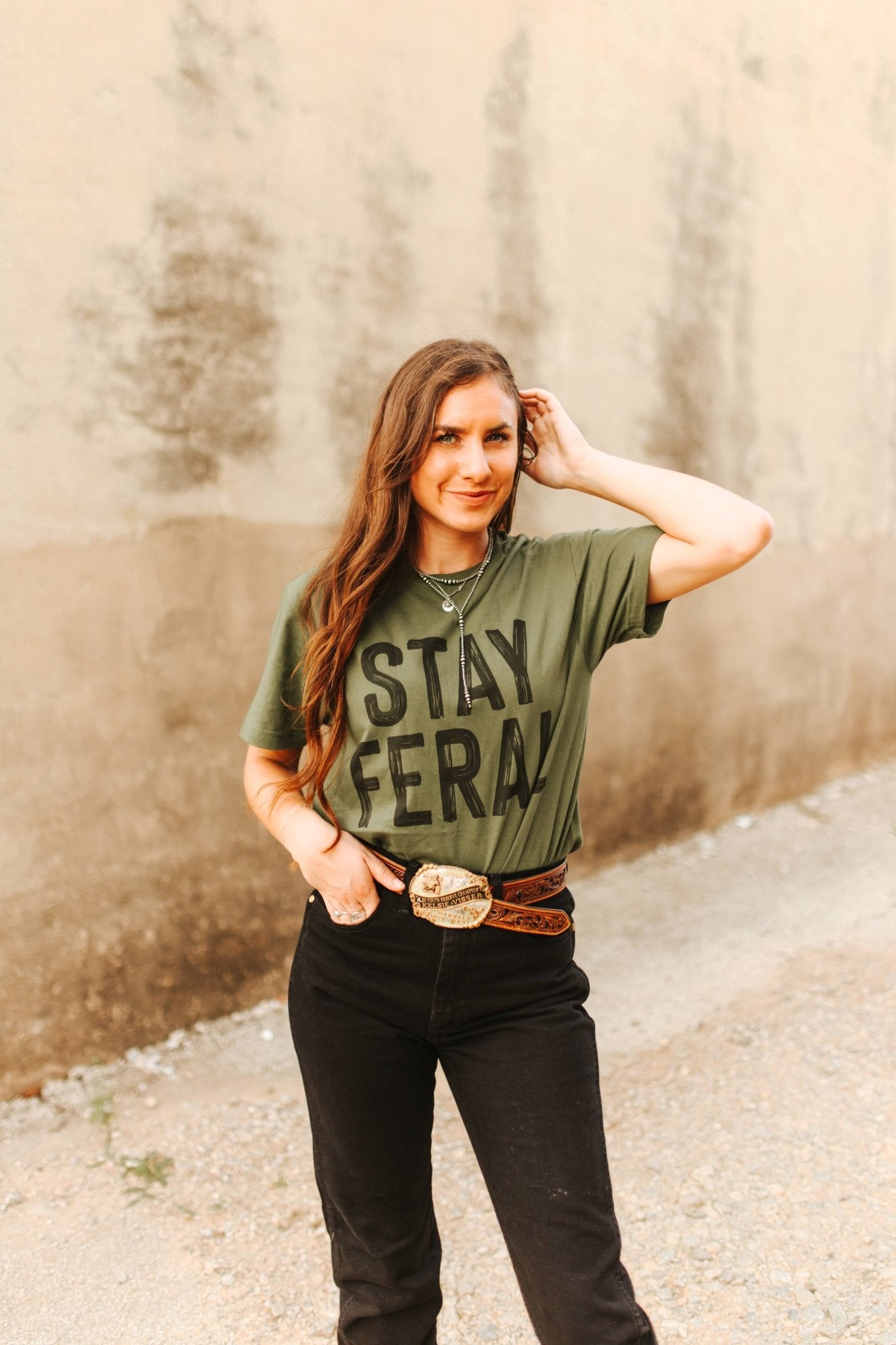 Stay Feral Graphic TeeMilitary GreenS