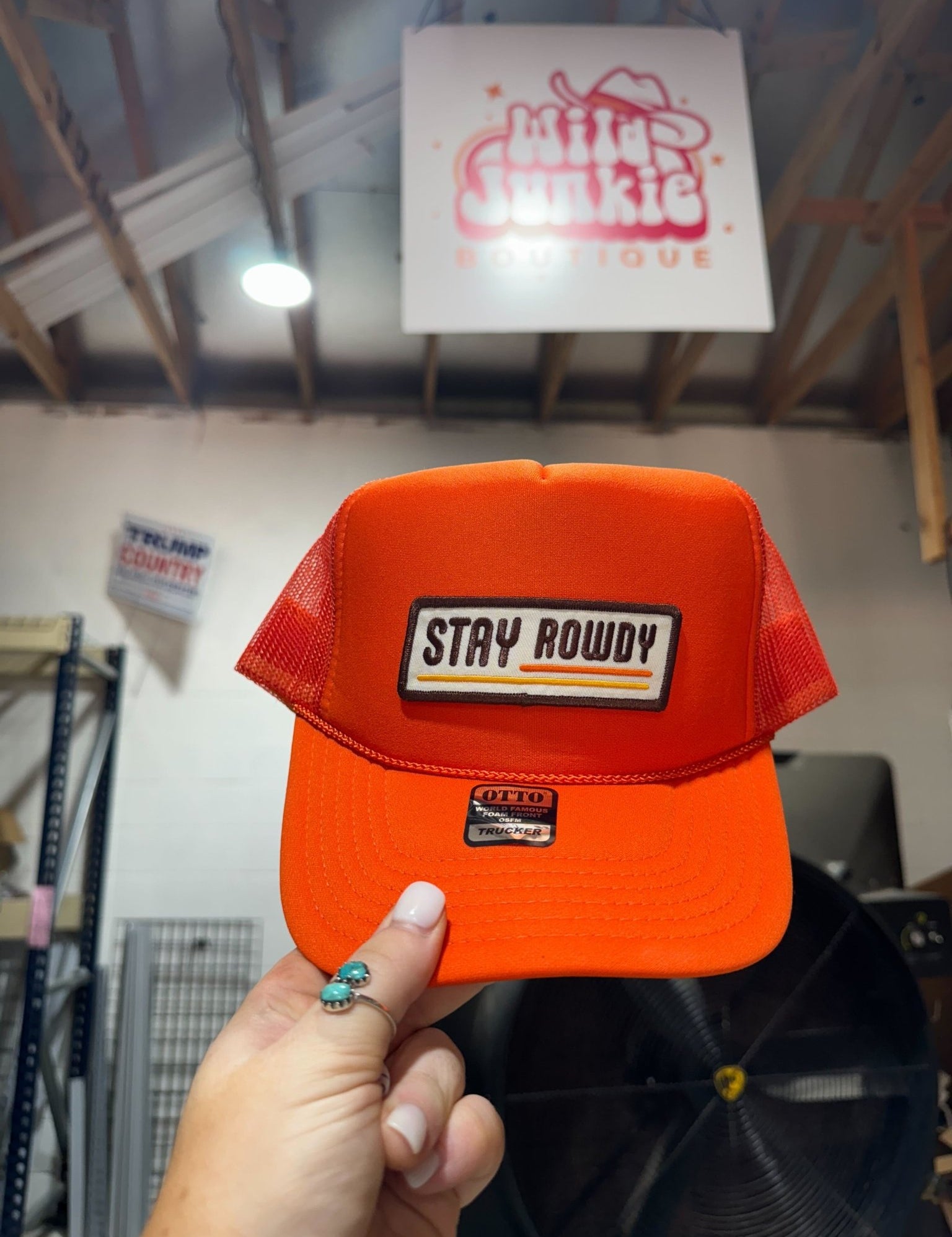 Stay Rowdy Trucker HatOrangeOS