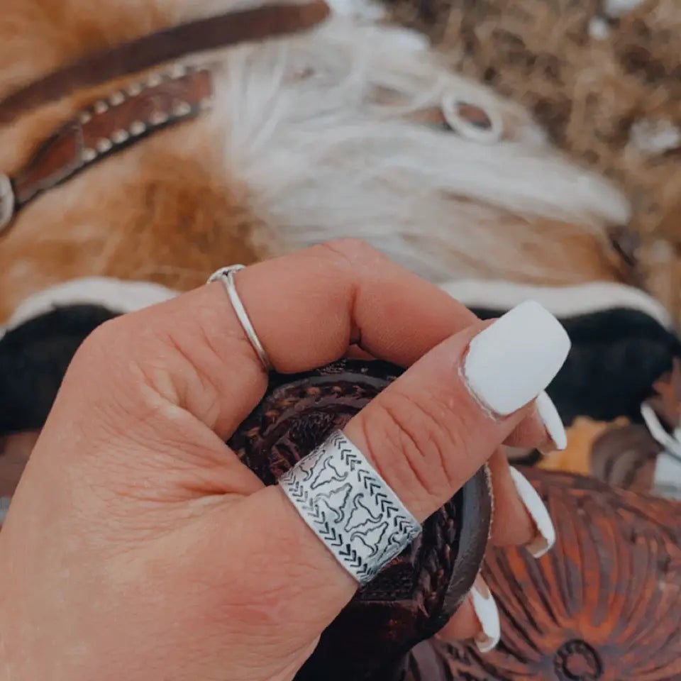 Steer Skull Band Ring