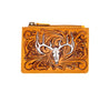 Steer Skull Hand Tooled Credit Card HolderTanOS