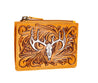 Steer Skull Hand Tooled Credit Card HolderTanOS