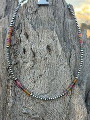 Sterling Silver Canyon Hues Heishi Beaded Necklace