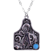 Sterling Silver Cattle Tag Initial NecklaceA