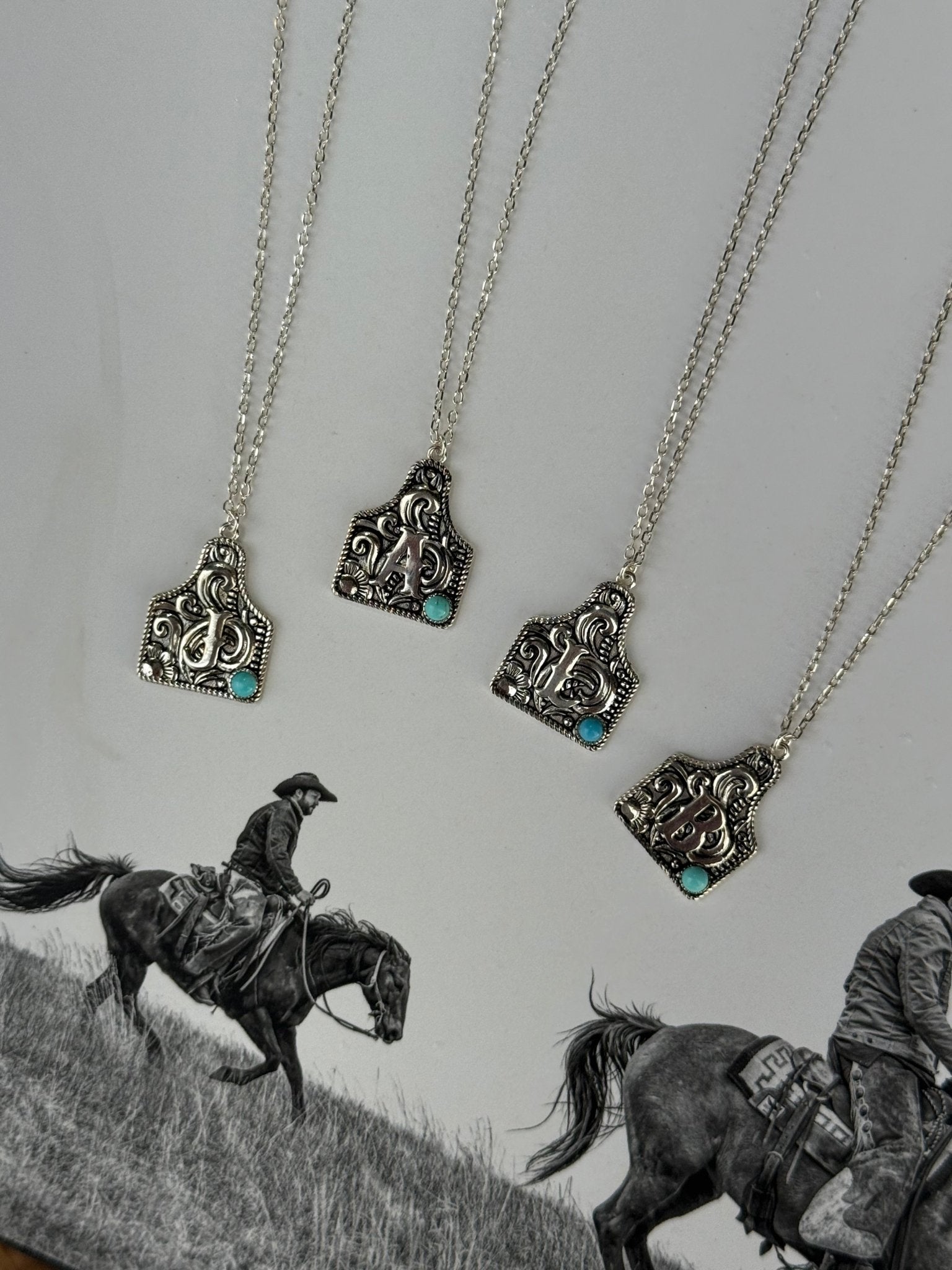 Sterling Silver Cattle Tag Initial NecklaceA