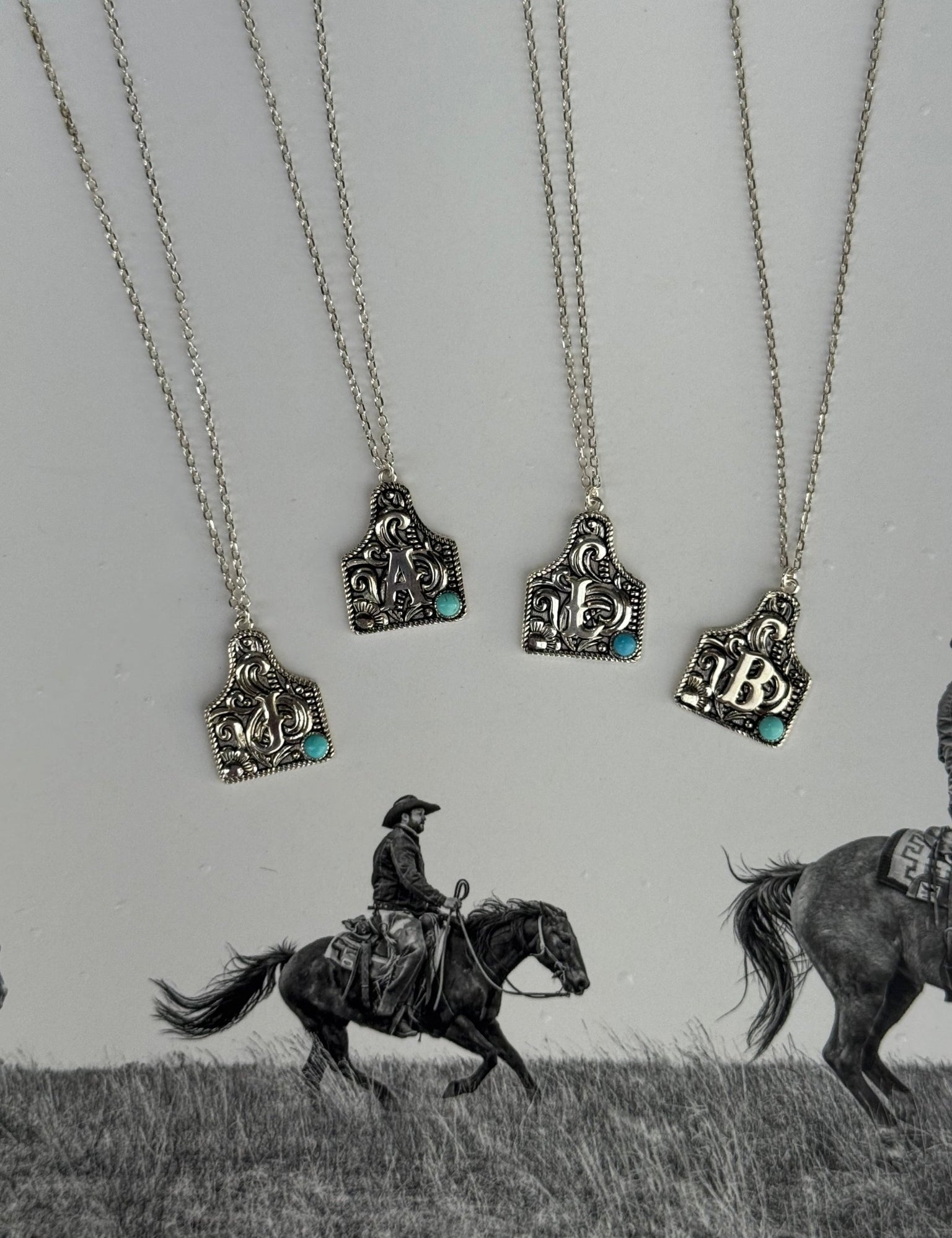 Sterling Silver Cattle Tag Initial NecklaceA
