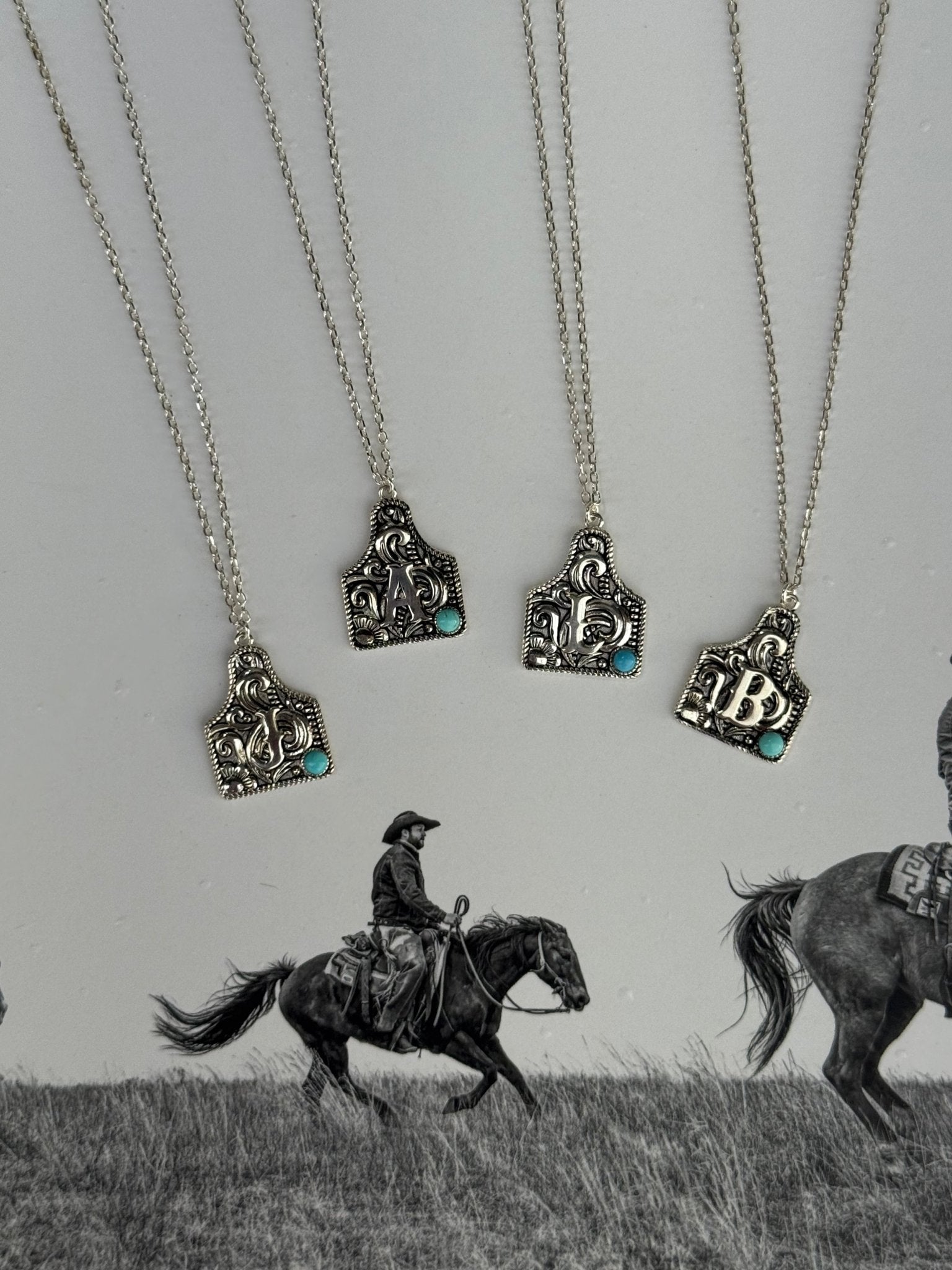 Sterling Silver Cattle Tag Initial NecklaceA