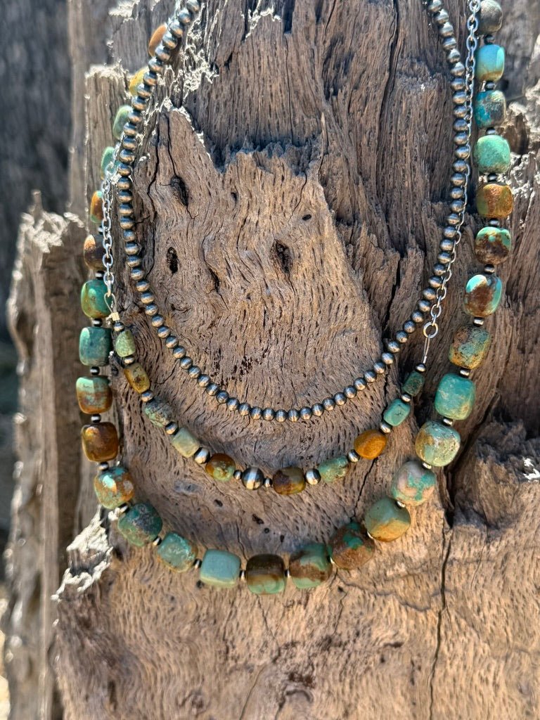Sterling Silver Desert Sage Turquoise Beaded Necklace