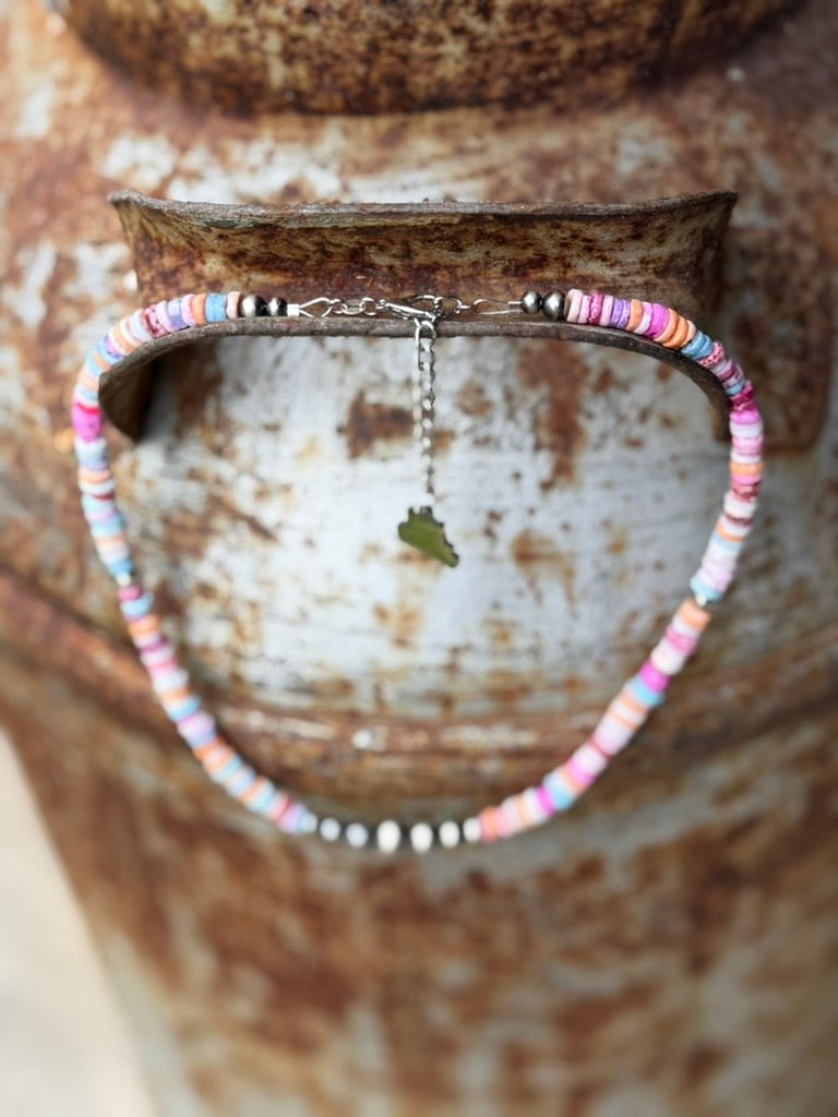 Sterling Silver Desert Spectrum Heishi Beaded Necklace