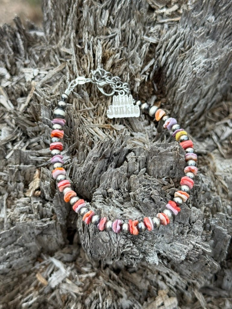 Sterling Silver Desert Sunset Shell Heishi Bead Bracelet