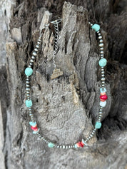 Sterling Silver Desert Trail Mixed Stone Beaded Necklace