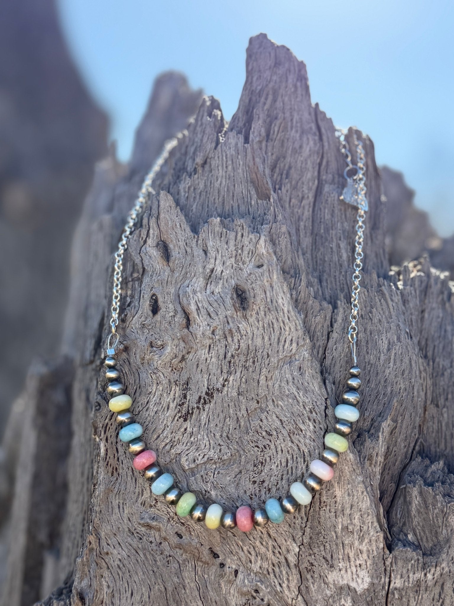 Sterling Silver Pastel Opal Chain Necklace