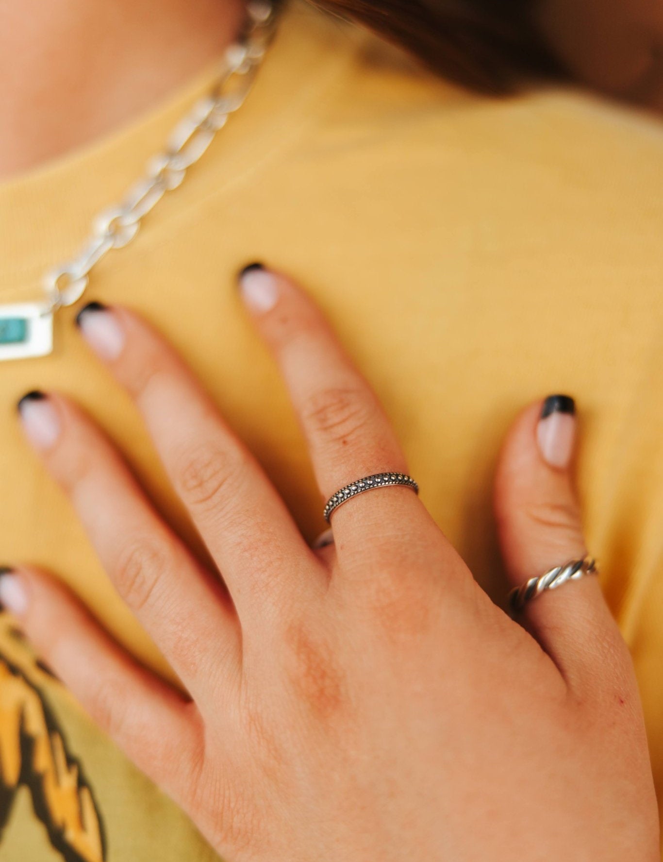 Sterling Silver Slim Studded Ring6