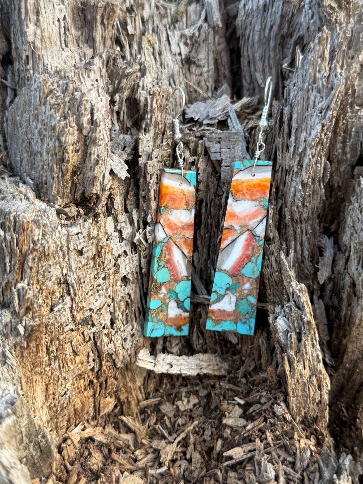 Sterling Silver Spiny Oyster Slab Earrings