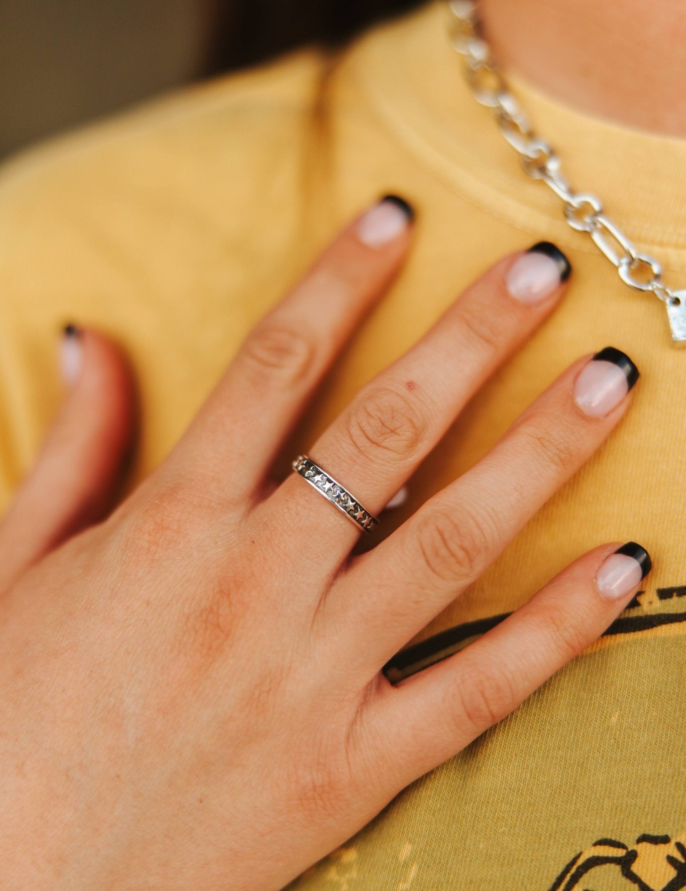 Sterling Silver Star Band Ring6