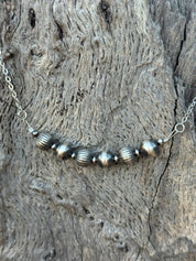 Sterling Silver Textured Bead Chain Necklace