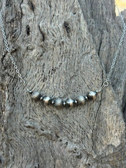 Sterling Silver Textured Bead Chain Necklace