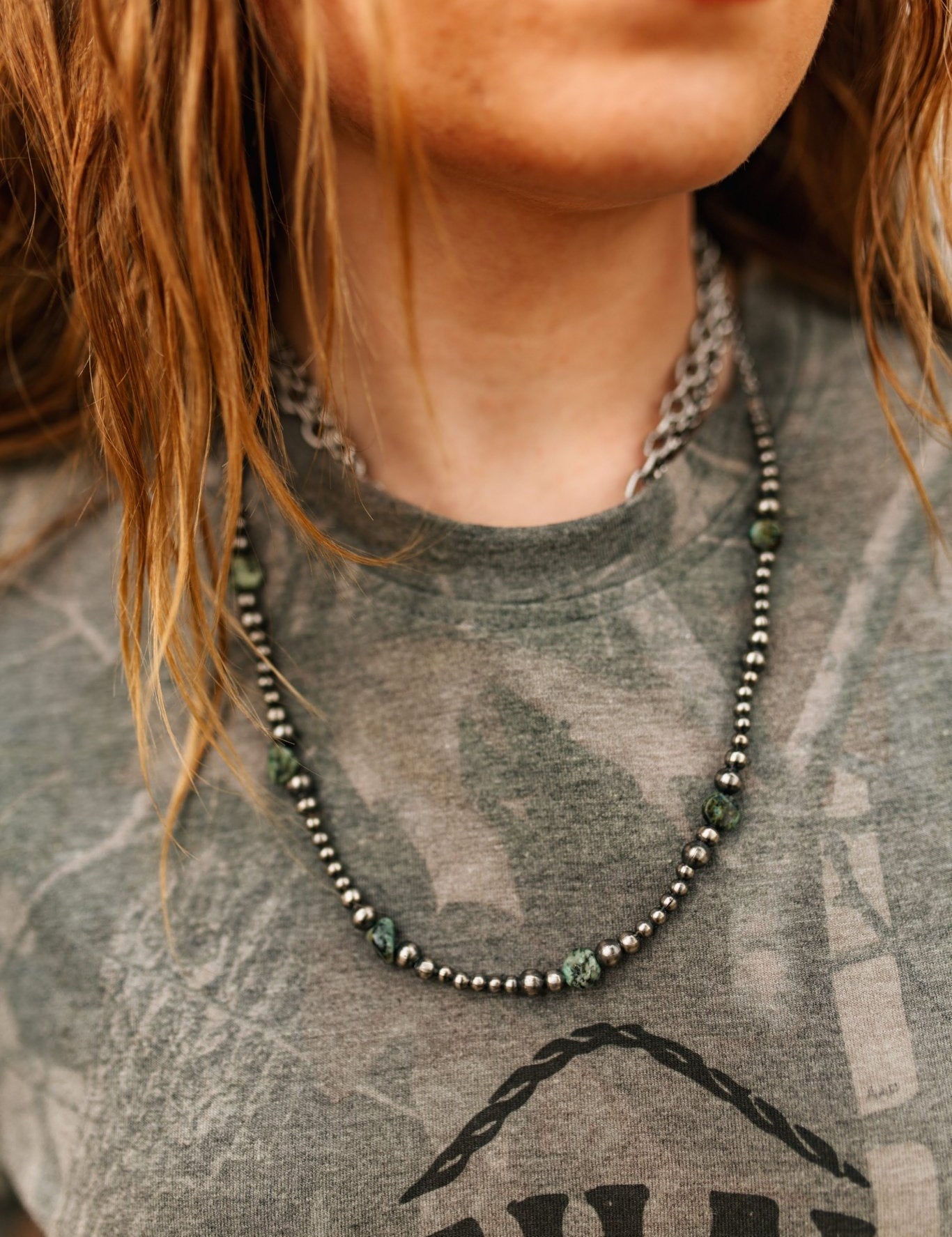 Sterling Silver Turquoise Beaded Necklace