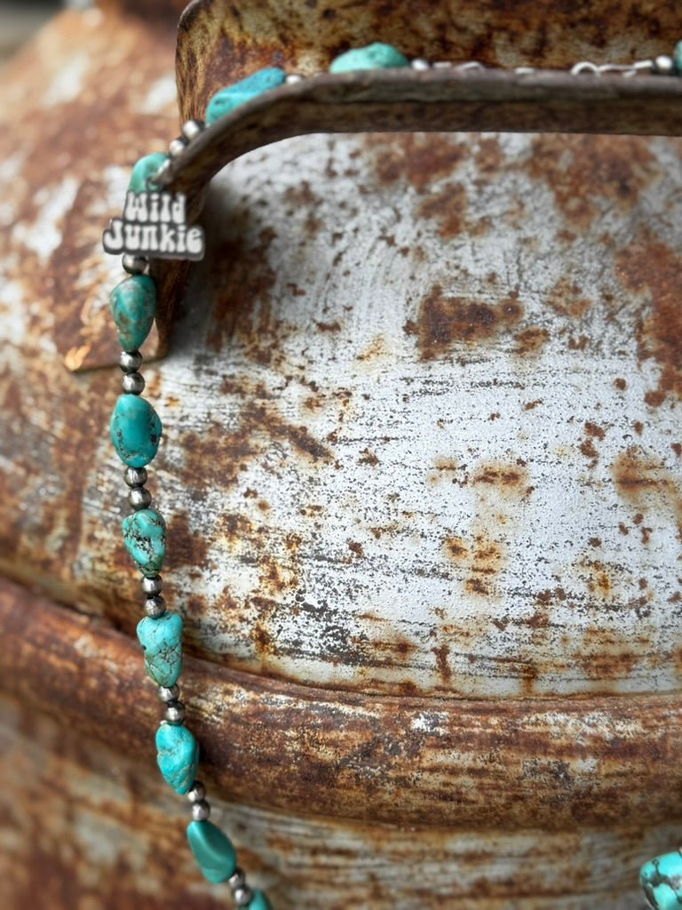 Sterling Silver Turquoise Nugget Beaded Necklace