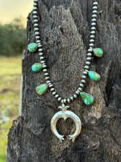 Sterling Silver Turquoise Squash Blossom Necklace