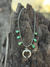 Sterling Silver Turquoise Squash Blossom Necklace