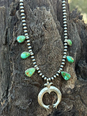 Sterling Silver Turquoise Squash Blossom Necklace