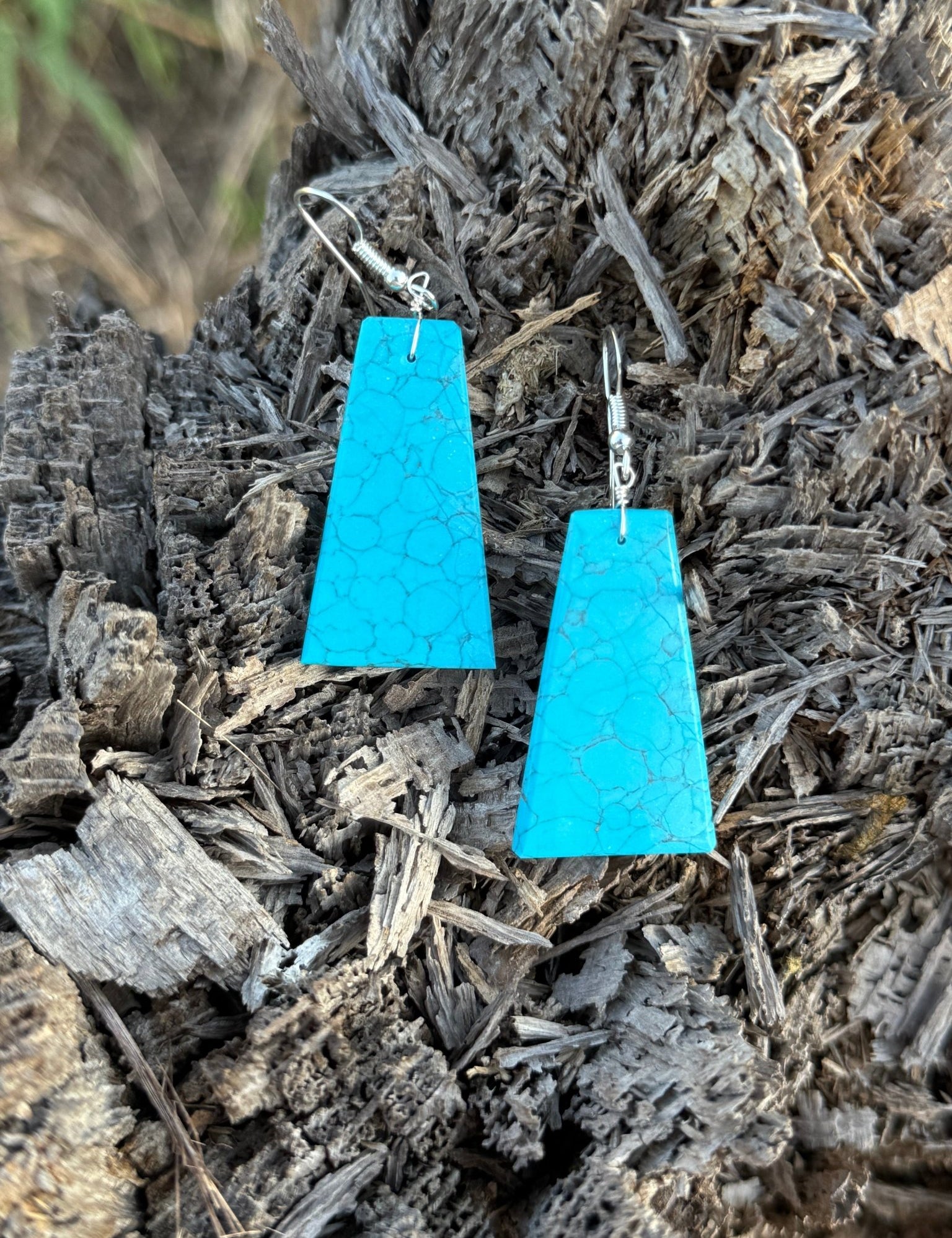 Sterling Silver Turquoise Trapezoid Earrings