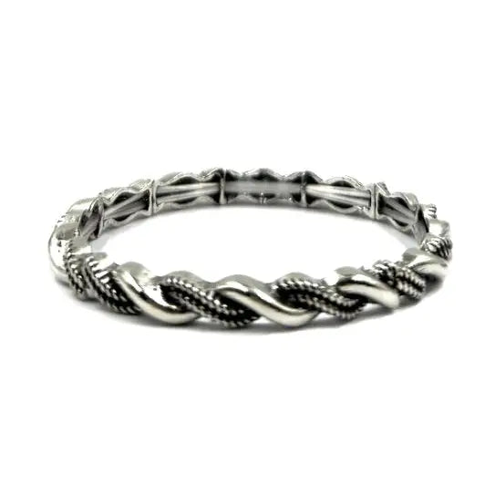 Silver Sage Twisted Rope Stretch Bracelet
