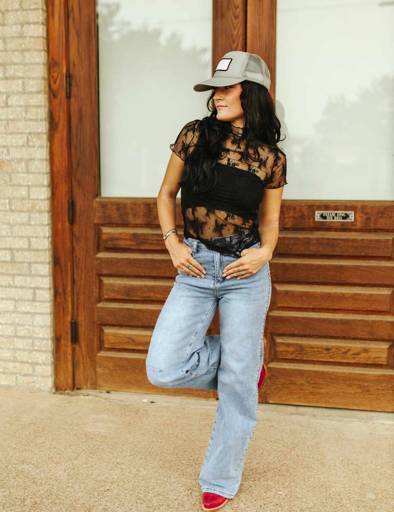 Studded Wide Leg Jeans0