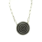 Sunburst Concho Paperclip Chain Necklace