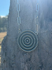 Sunburst Concho Paperclip Chain Necklace