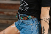 Sunflower Embossed Turquoise Concho Leather BeltMultiS