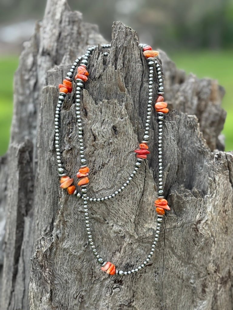 Sunset Canyon Spiny Oyster Beaded Necklace