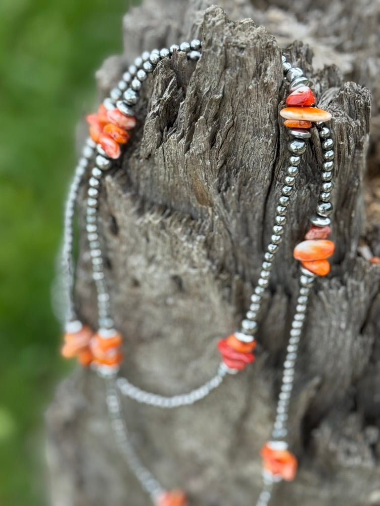 Sunset Canyon Spiny Oyster Beaded Necklace