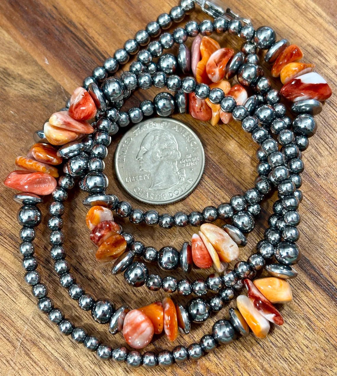 Sunset Canyon Spiny Oyster Beaded Necklace