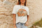 Sunset Cowgirl Rider Graphic TeeNaturalS