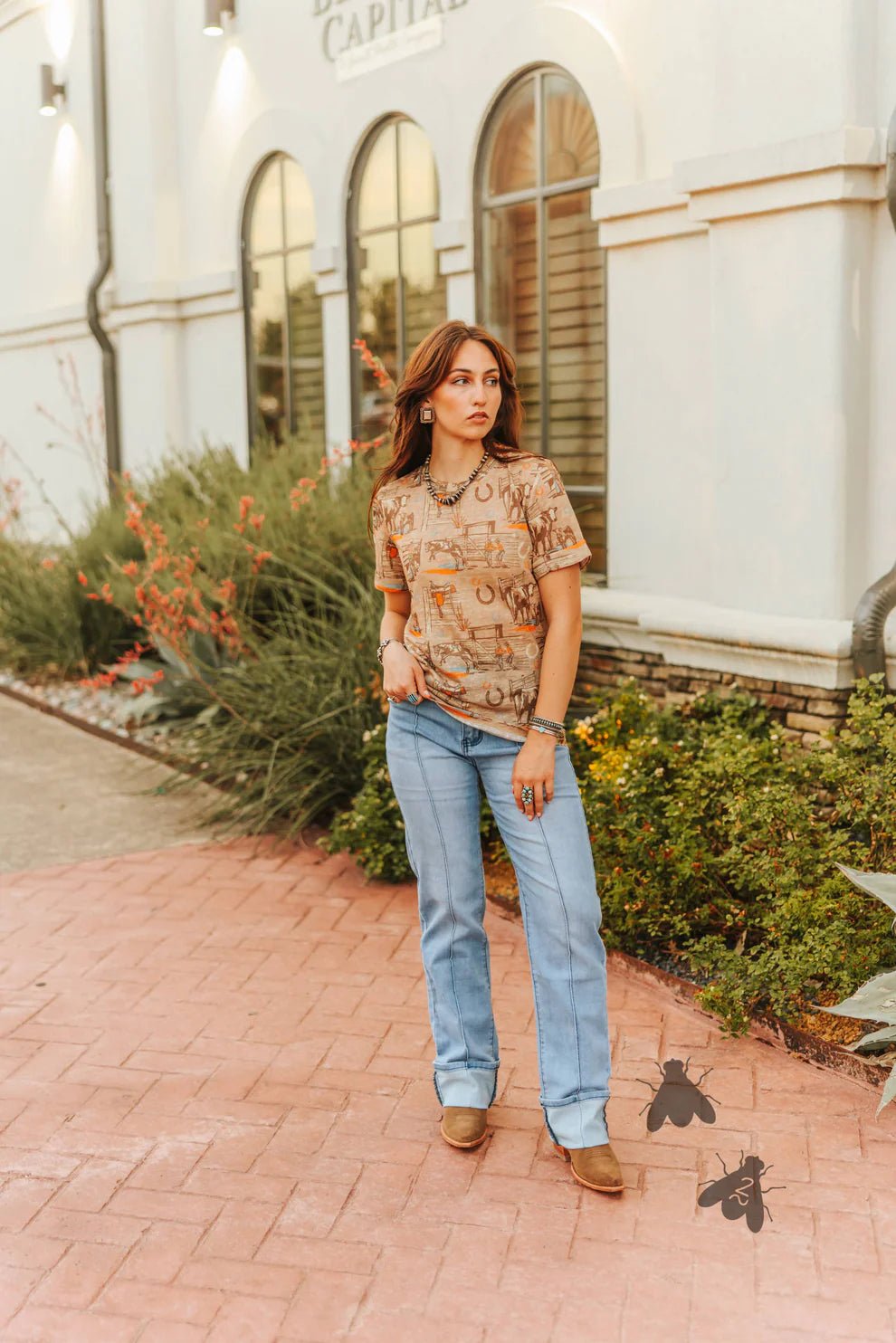 Sunset Ranch Cuff Sleeve TeeS