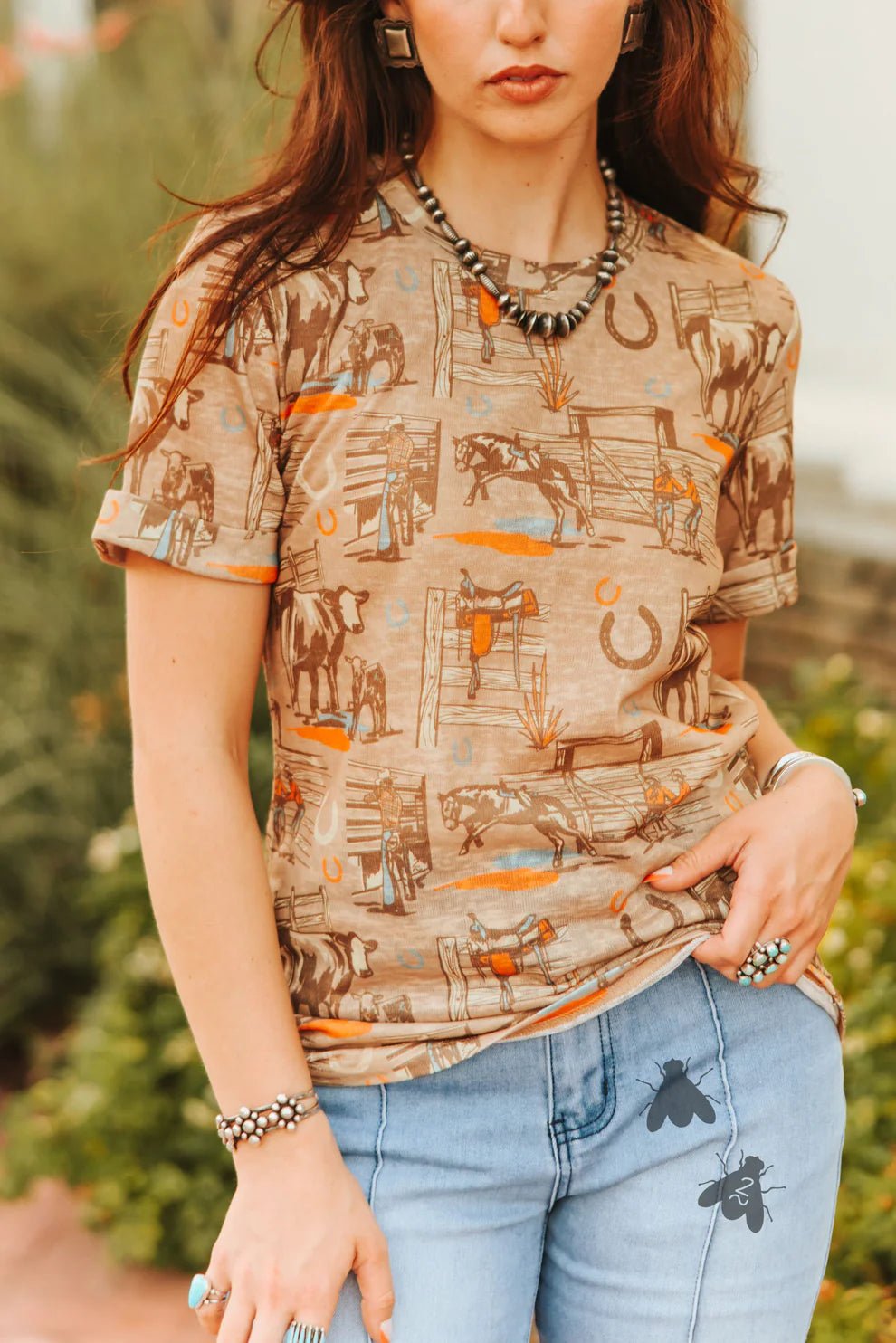 Sunset Ranch Cuff Sleeve TeeS