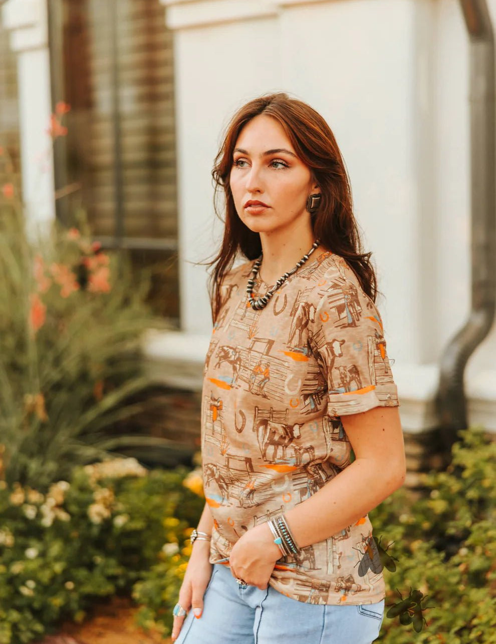 Sunset Ranch Cuff Sleeve TeeS