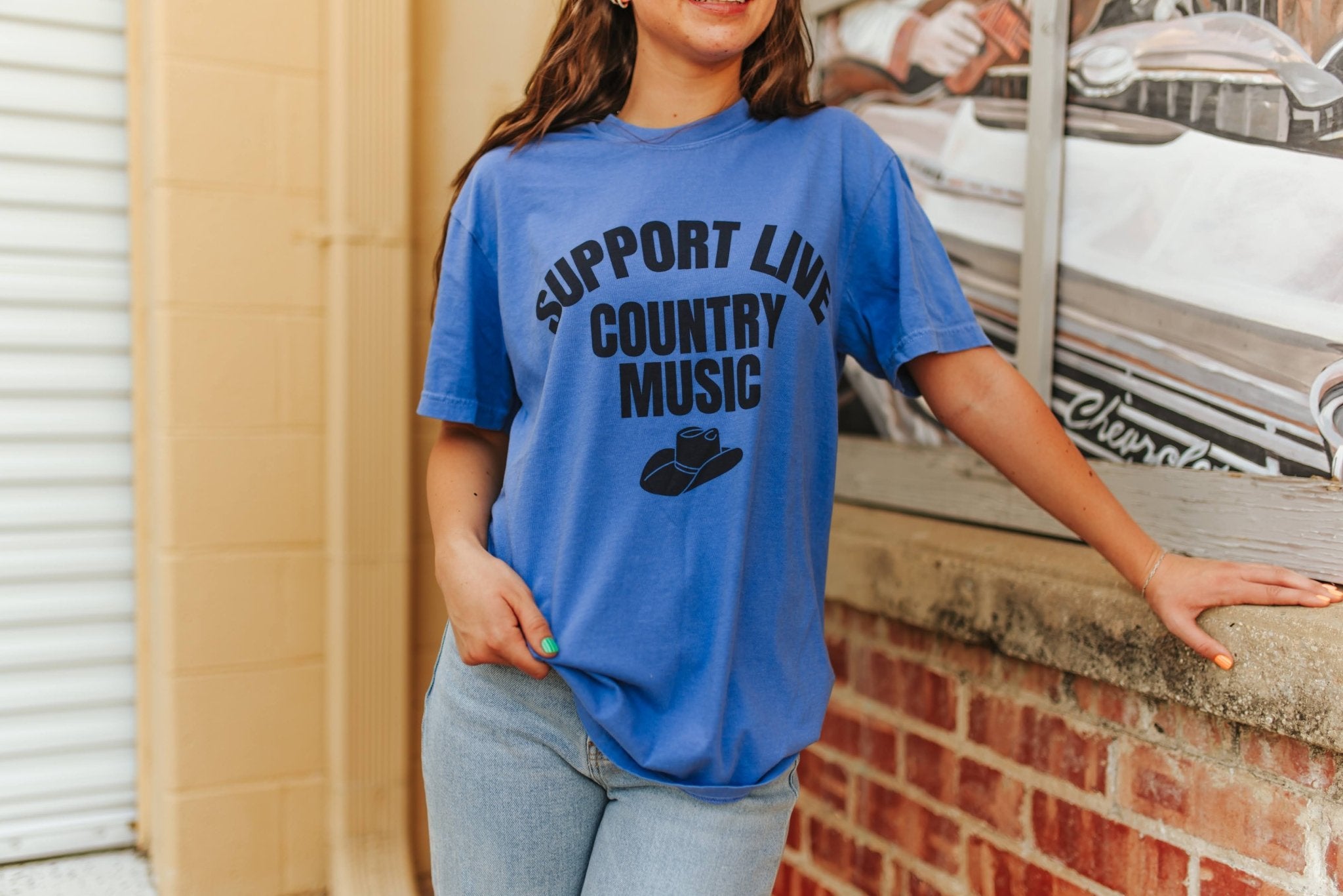 Support Live Country Music Graphic TeeFloBlueS