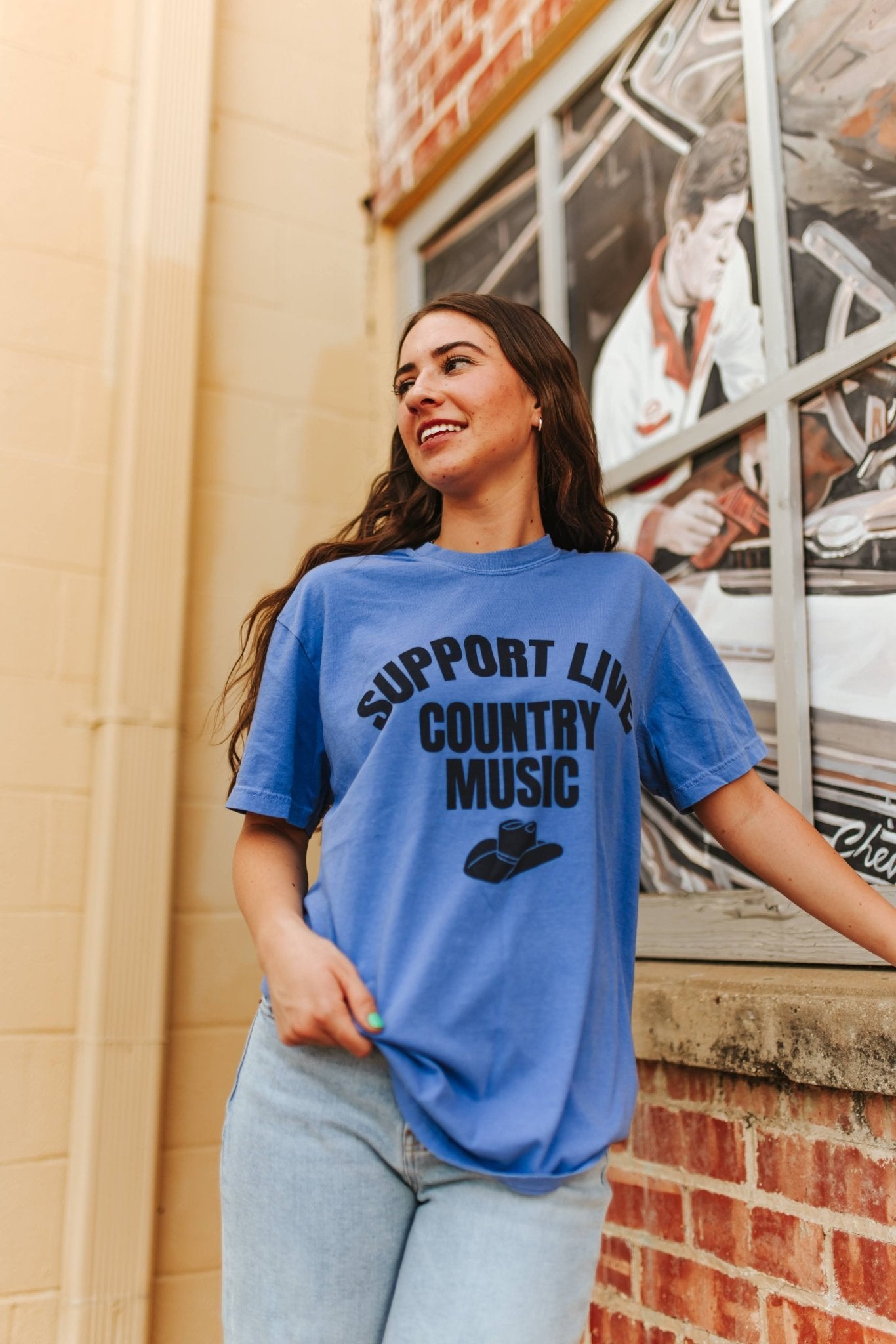 Support Live Country Music Graphic TeeFloBlueS